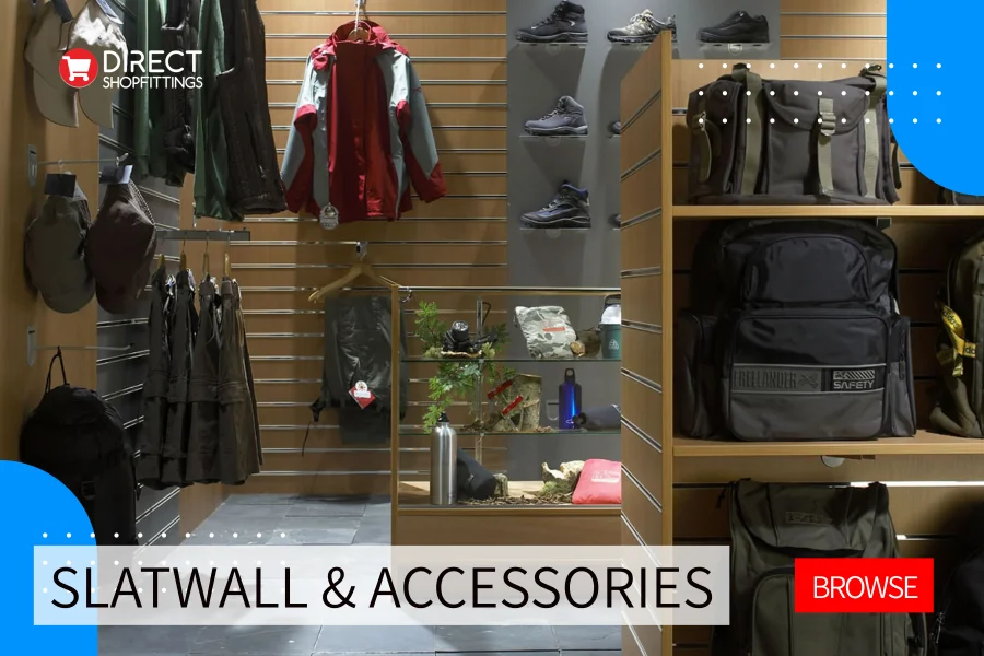 Quality slatwall panels and a range of acrylic and chrome accessories at discounted prices.