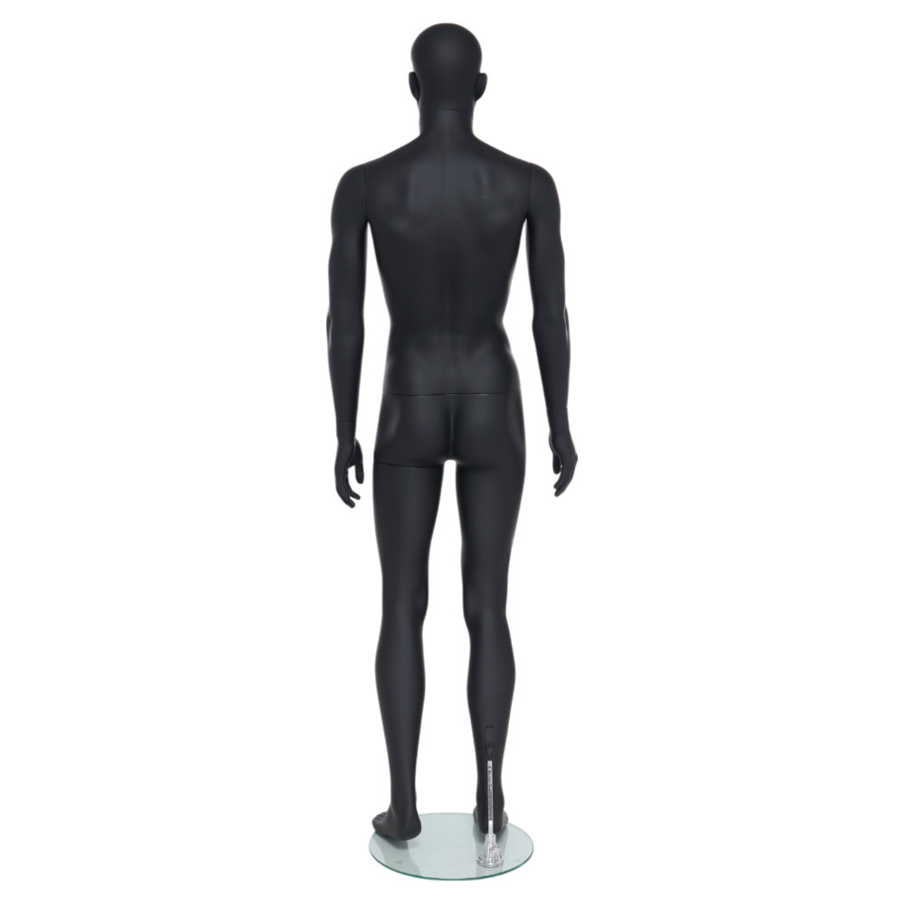 GAM321 Male Mannequin - Abstract - Matt Black 5 GAM321 - Mens Mannequin - Black Finish - Back View