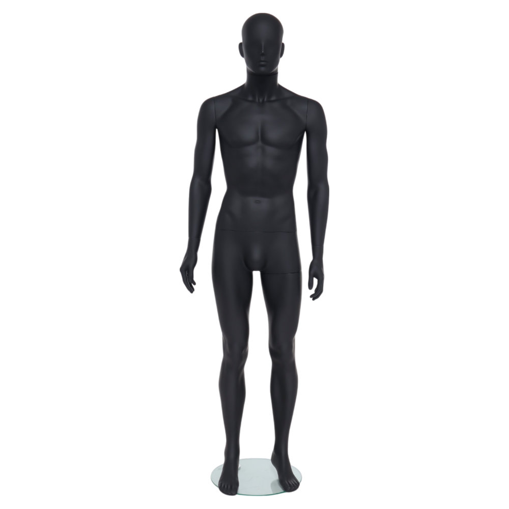 GAM321 Male Mannequin - Abstract - Matt Black 2 GAM321 - Mens Mannequin - Black Finish - Front View