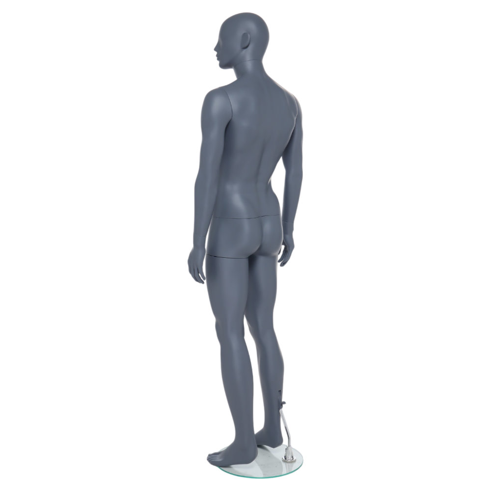 GAM341 Male Mannequin - Abstract - Matt Grey 4 GAM341 - Mens Mannequin - Grey Finish - Back Left View