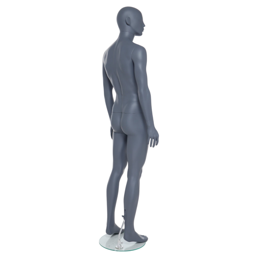 GAM341 Male Mannequin - Abstract - Matt Grey 6 GAM341 - Mens Mannequin - Grey Finish - Back Right View