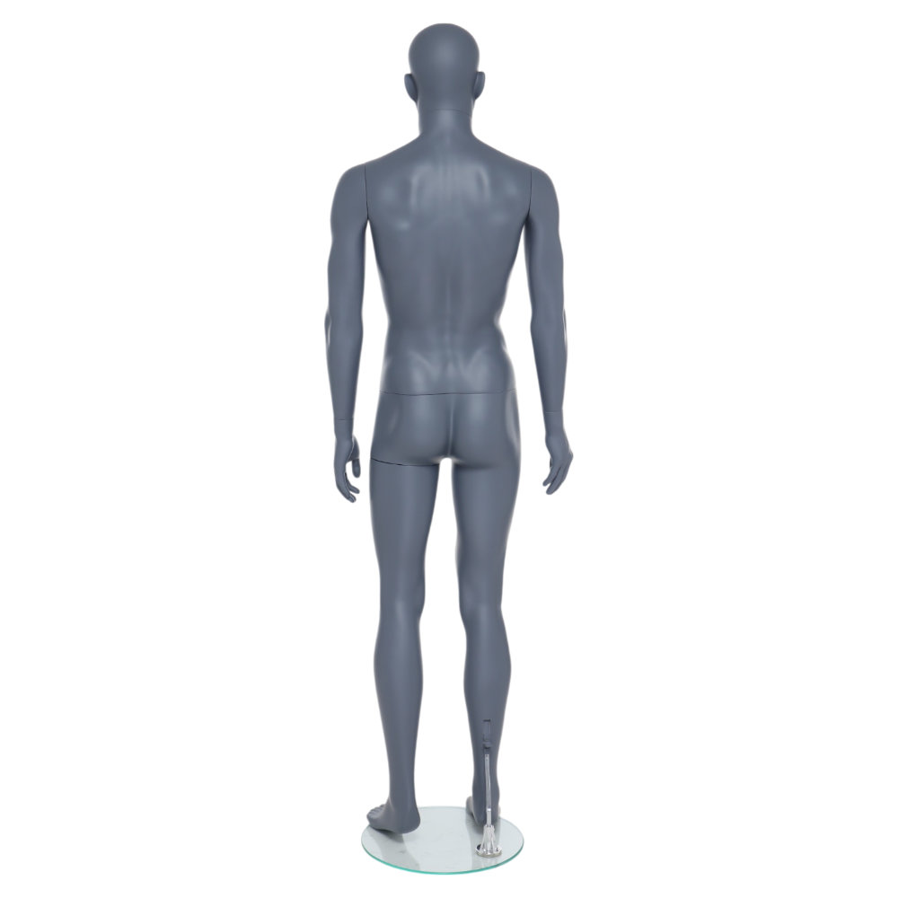 GAM341 Male Mannequin - Abstract - Matt Grey 5 GAM341 - Mens Mannequin - Grey Finish - Back View