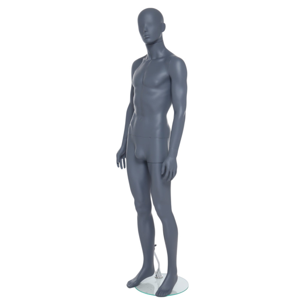 GAM341 Male Mannequin - Abstract - Matt Grey 3 GAM341 - Mens Mannequin - Grey Finish - Front Left View