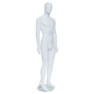 GEM301 - Mens Mannequin - Egg Head - White Finish - Front Right View