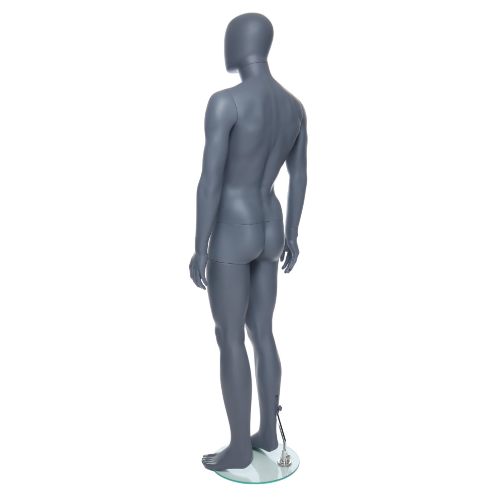 GEM341 Male Mannequin - Egg Head - Matt Grey 4 GEM341 - Mens Mannequin - Egg Head - Grey Finish - Back Left View