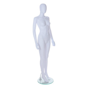 R306 - Ladies Mannequin - Egg Head - White Finish - Front Right View