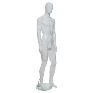 R324 - Mens Mannequin - Egg Head - White Finish - Front Right View
