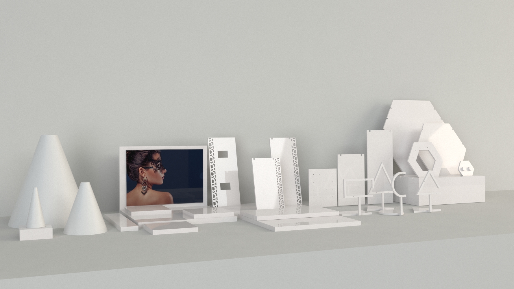 Necklace Display Stand. Tall Rectangle. White 3 Necklace Display Stand. Tall Rectangle. White - Image 3