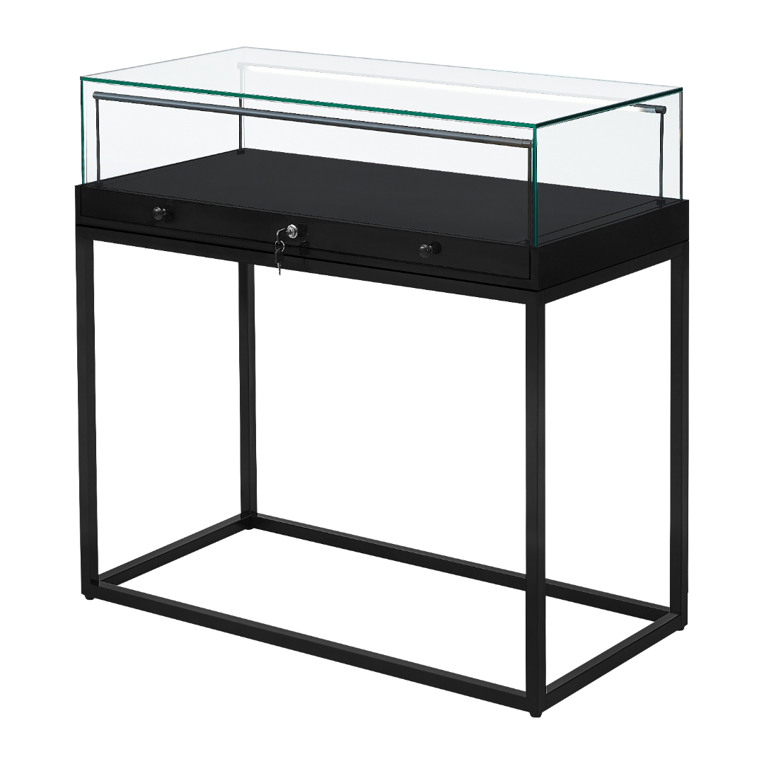R2703B - Counter Display Case with Open Frame - Black 1 R2703B - Counter Display Case - Rear Angle