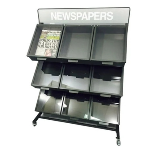 9 Face Outside Newspaper Display Stand 1 172057 - 9 Face Outside News Display with Optional Extra Header
