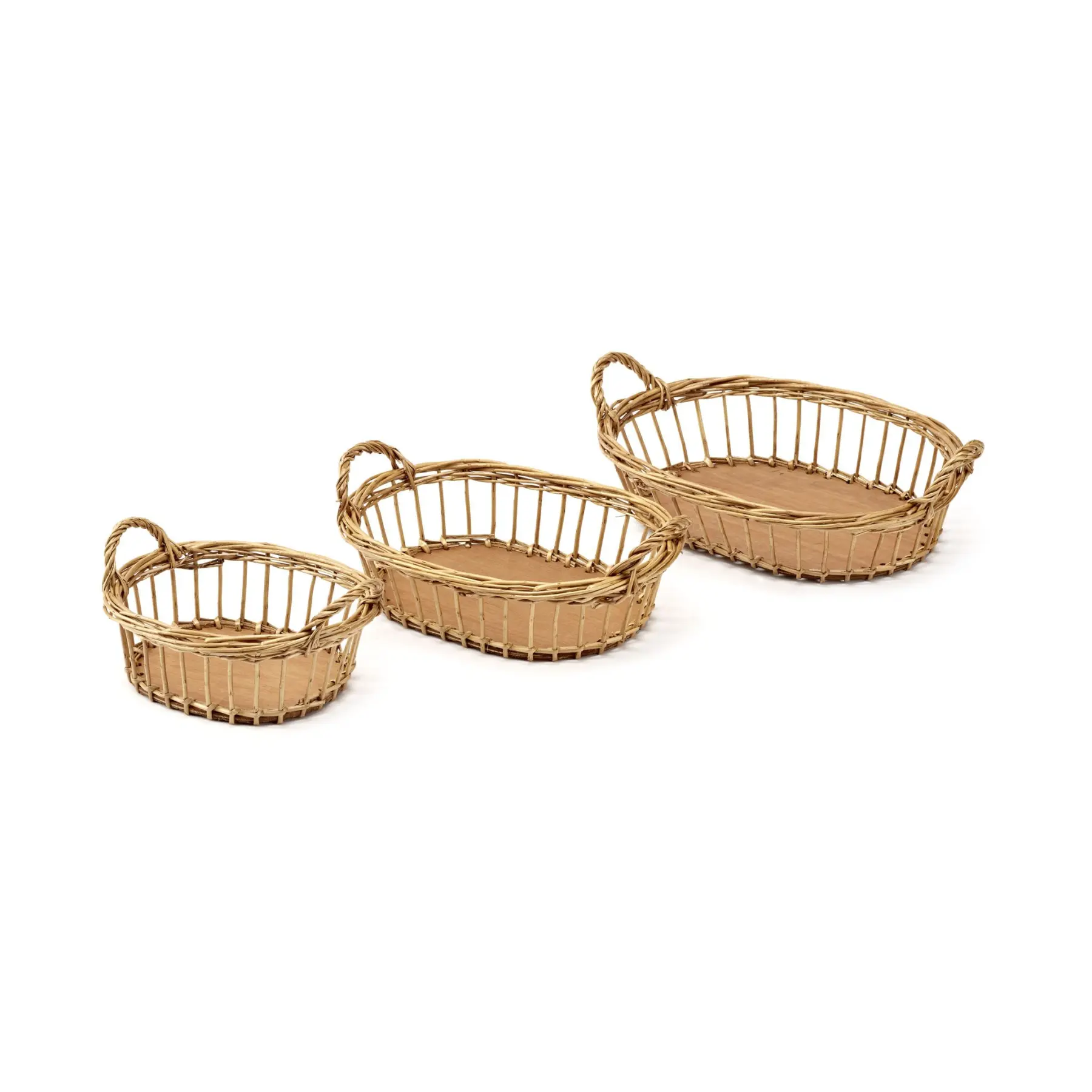 TR116 - Set of 3 Oval Baskets with Handles 2 Gadsby TR116 Set of 3 Oval Baskets with Handles - Unstacked