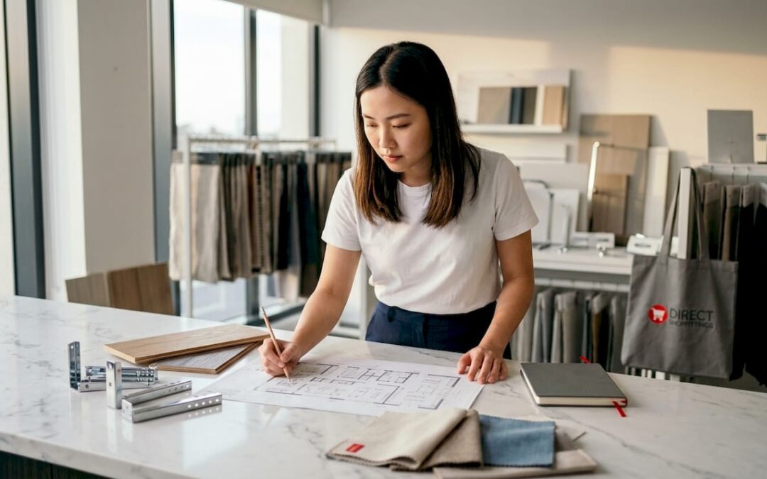 Retail manager planning store fixtures