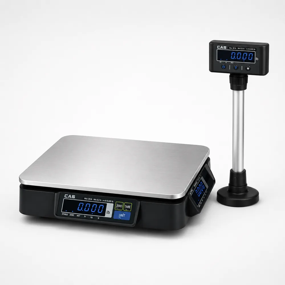 CAS PDN Series Weighing Scales - 15kg with Pole Display 2 CAS PDN Scales with Remote Pole Display
